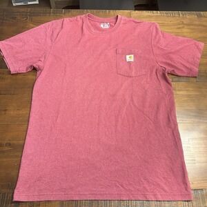 Carhartt‎ Pocket T-Shirt Mens LT Tall Red Short Sleeve Logo Work Outdoor K87